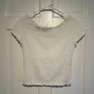 A&F white smocked top